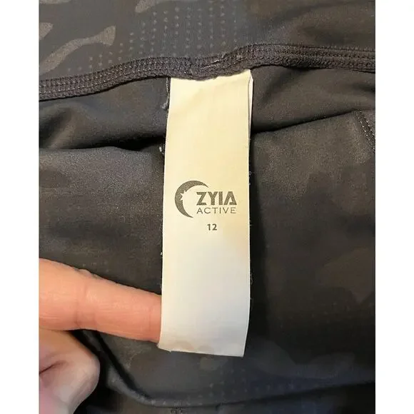 Zyia Active Leggings Women’s Sz 12 Gray Battleship Camo Luxe Hi Rise Athleisure - Picture 7 of 12